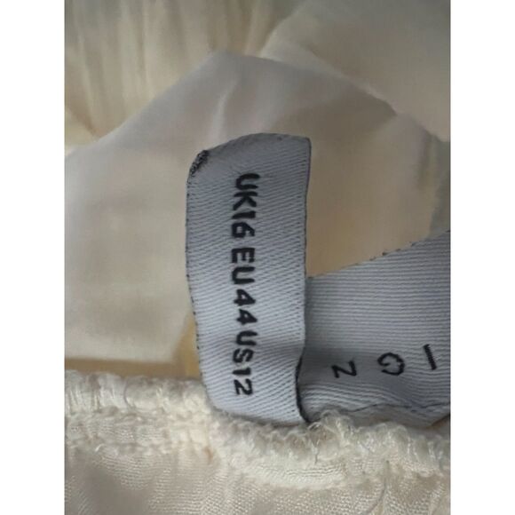 ASOS Design Cream Chiffon Maxi Dress US12 Pleated Balloon Sleeves, Open Back - Picture 6 of 7